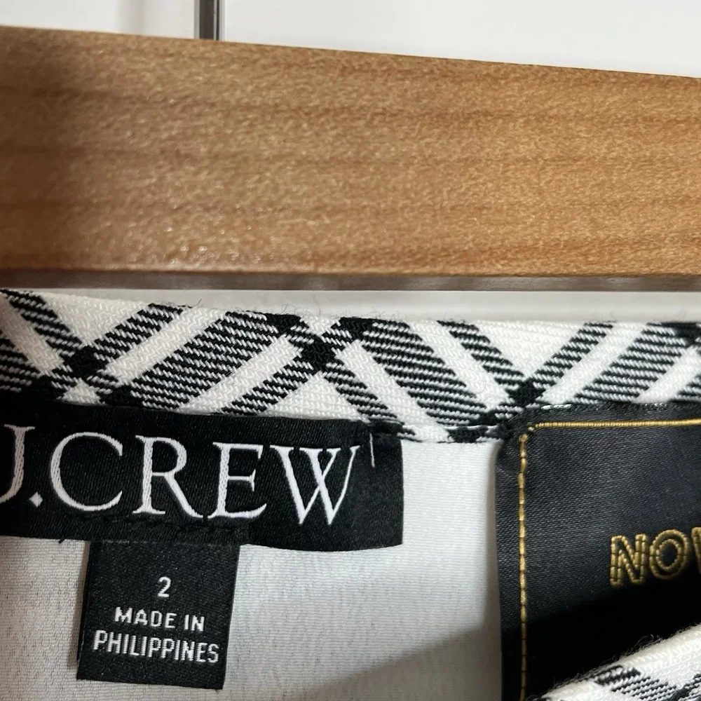 J Crew Nova Fides Plaid A-Line Skirt Black White Womens 2 Preppy Academia Career - Picture 6 of 11